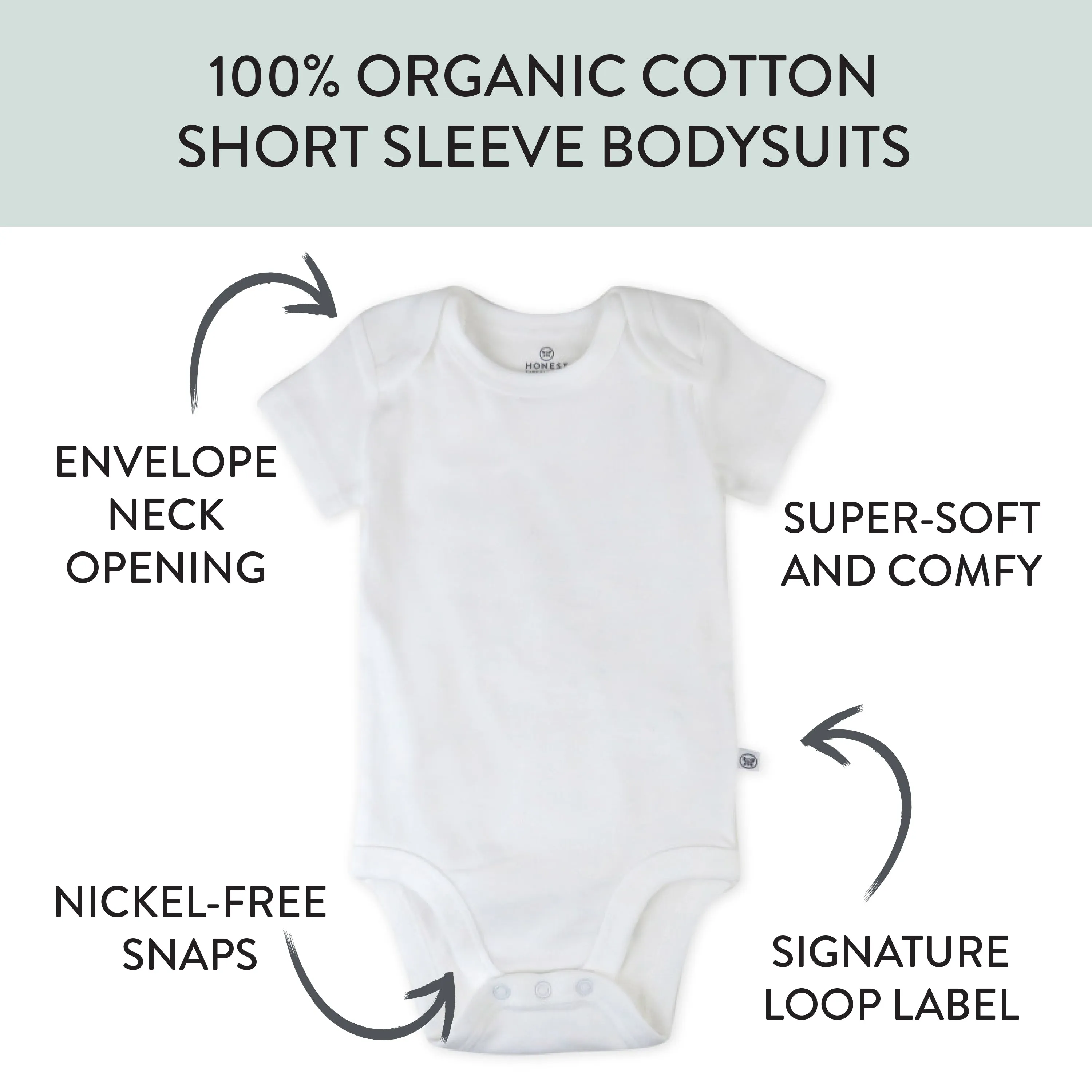 10-Pack Organic Cotton Short Sleeve Bodysuits