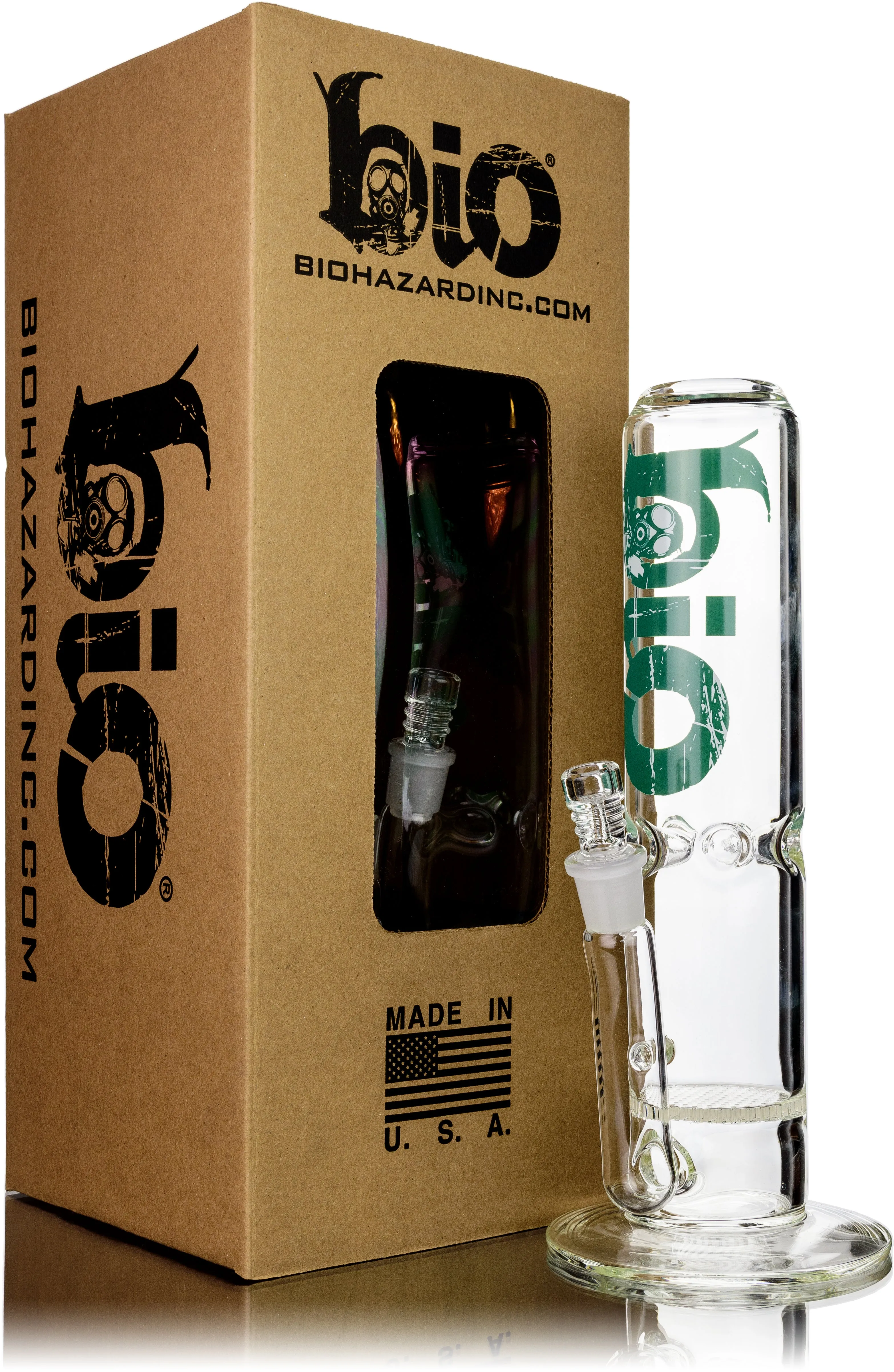 12 Straight Tube Bong w/ Honeycomb Perc, by Biohazard