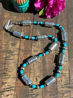 23" Stamped Drum Bead Necklace