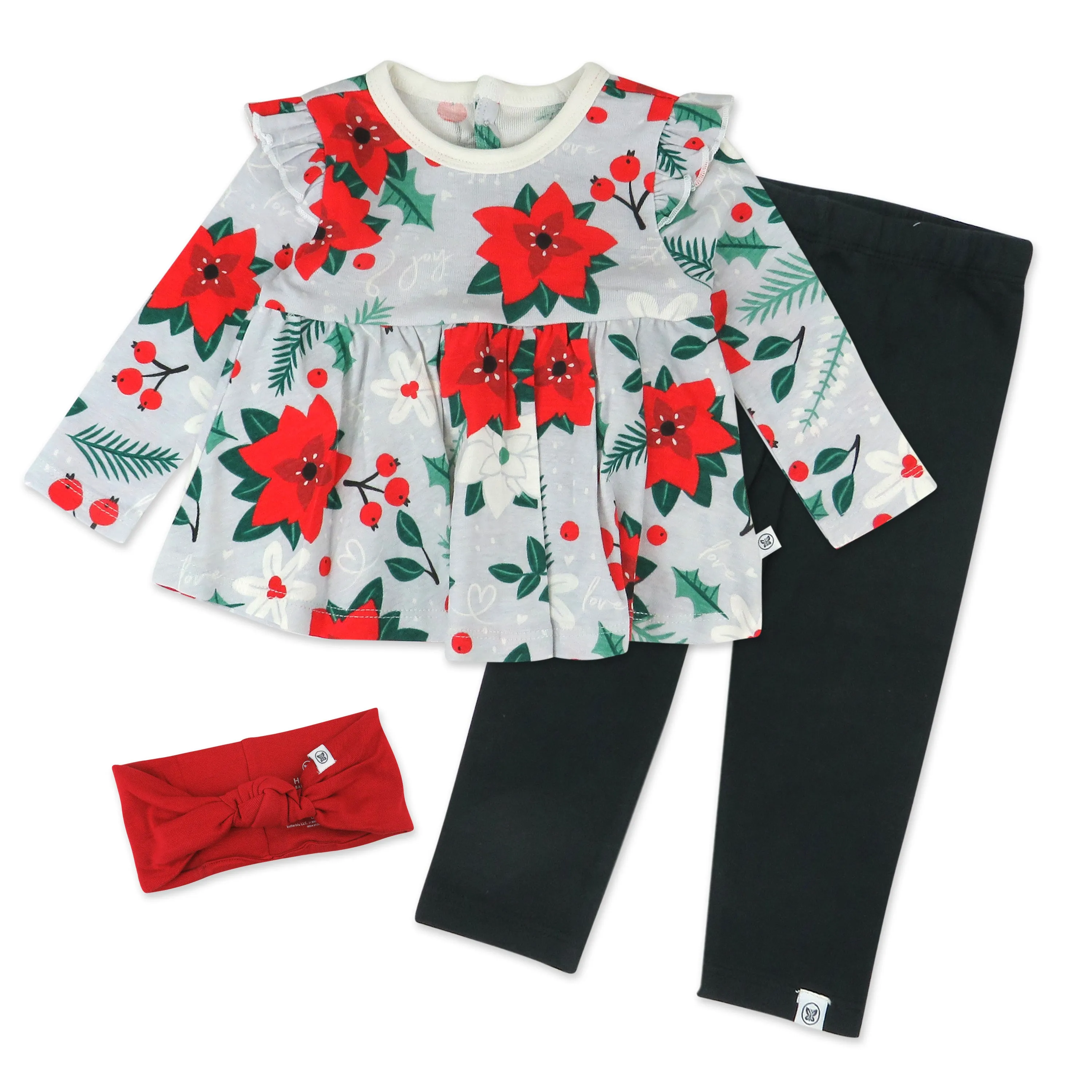 3-Piece Organic Cotton Holiday Tunic, Legging and Headband Set