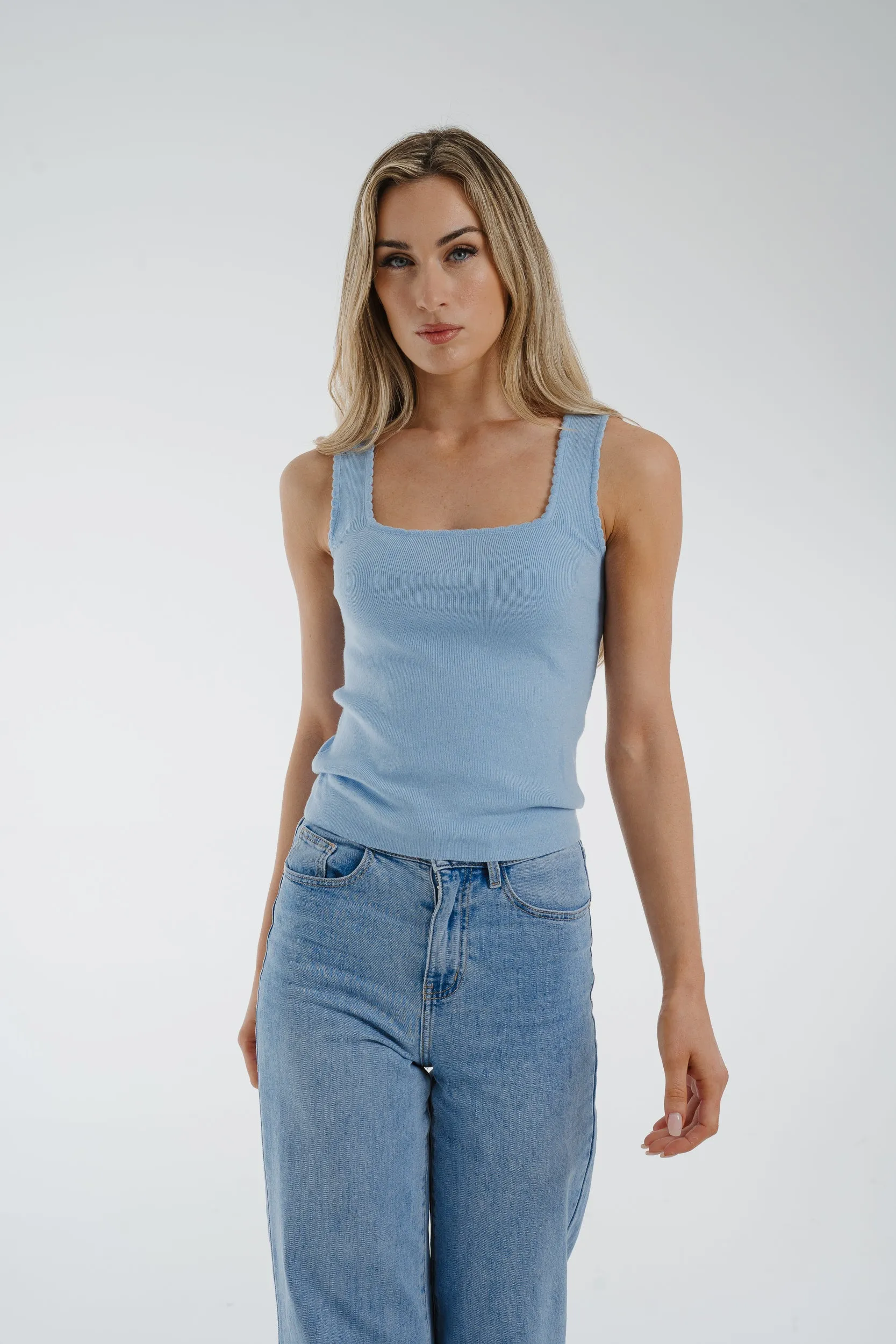 Ally Square Neck Vest In Blue