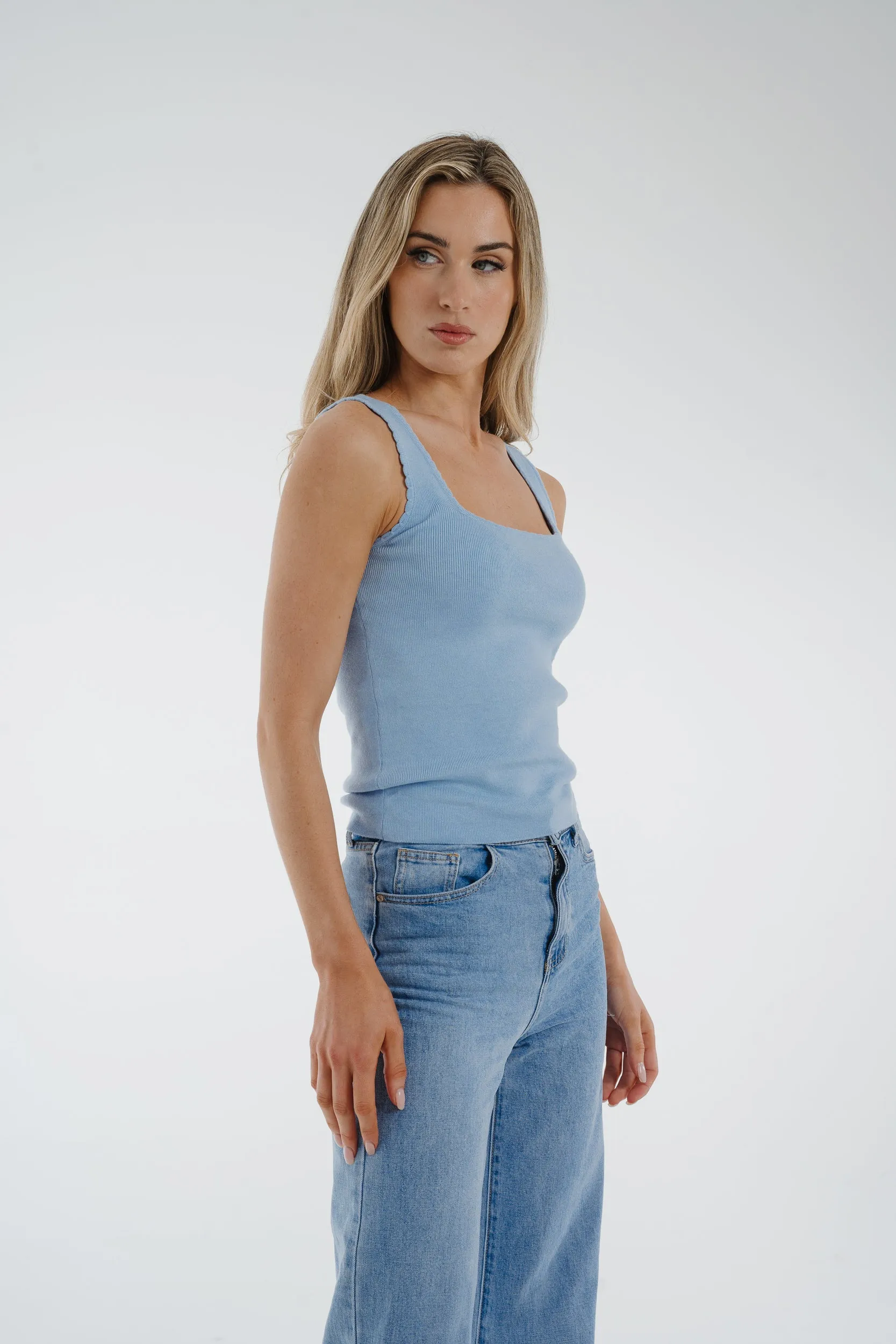 Ally Square Neck Vest In Blue