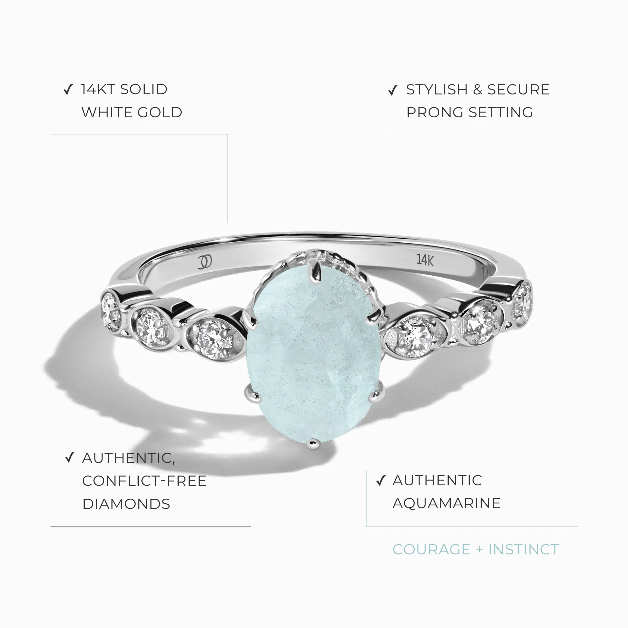 Aquamarine Diamond Ring - Mirth