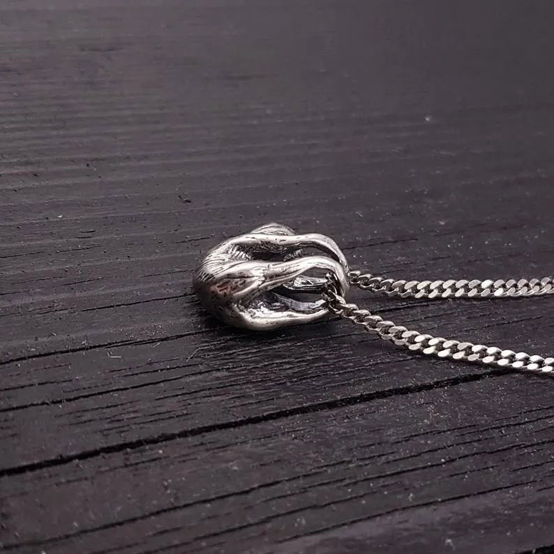 Baby Sloth Charm Pendant Necklace Solid Cast 925 Sterling Silver Three Dimensional Polished Oxidized Finish