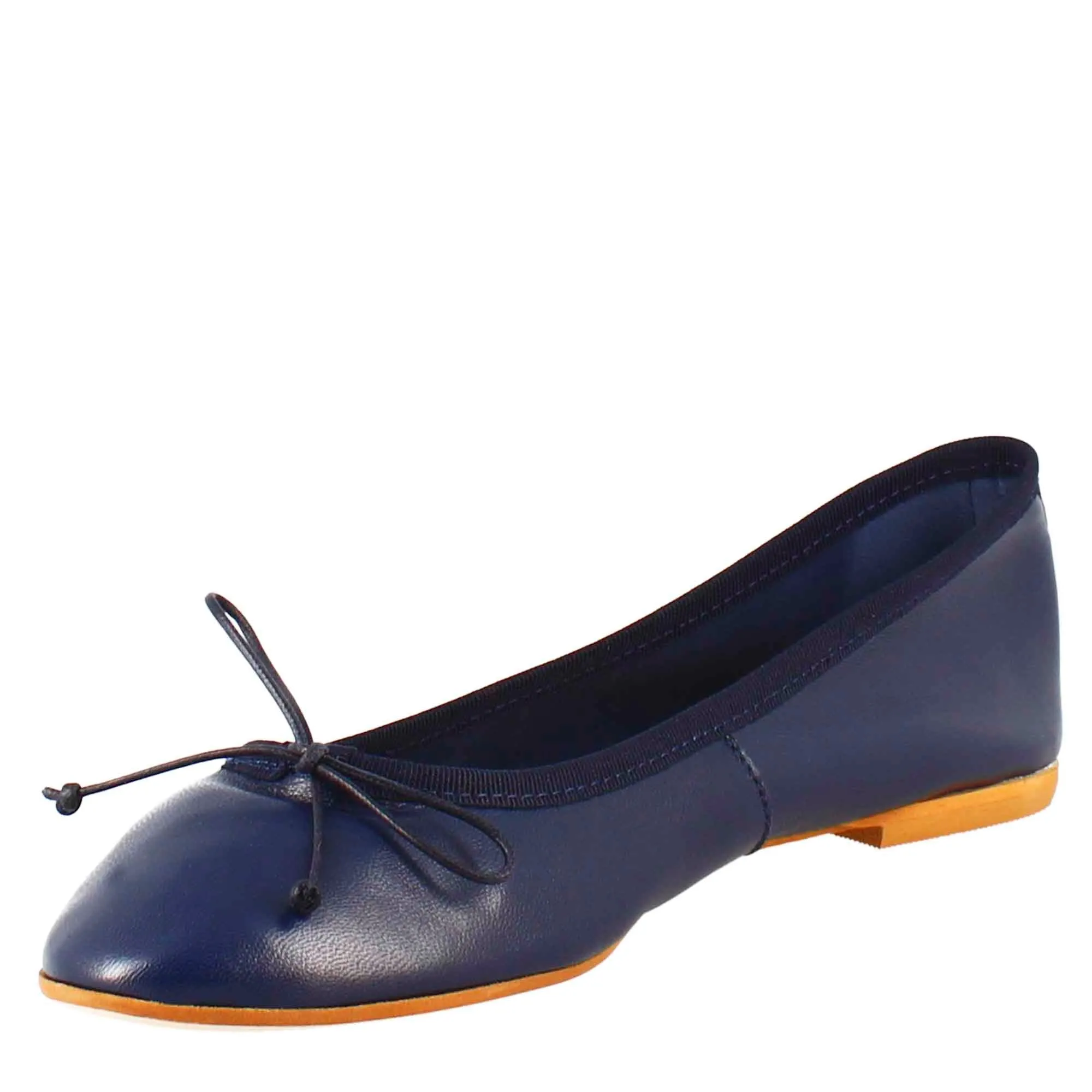 Ballerine leggere da donna color blu in pelle liscia