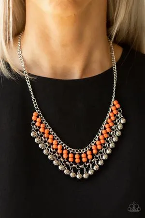 Beaded Bliss Orange Necklace