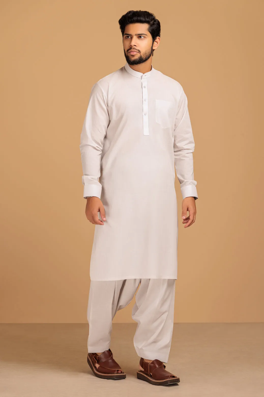 BEIGE-BLENDED-SHALWAR SUIT- (GSBS23-011)