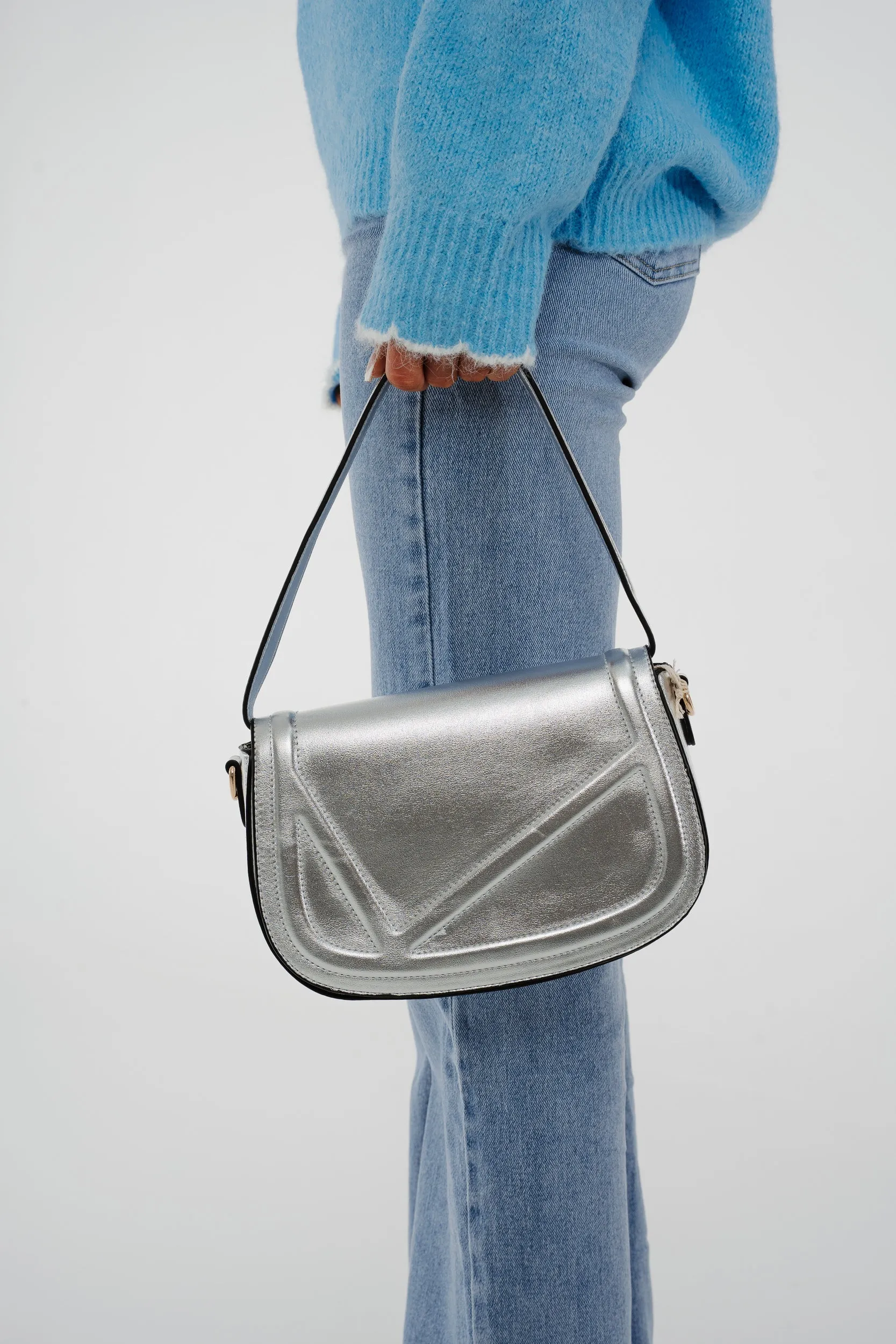 Beth Metallic Shoulder Bag In Silver