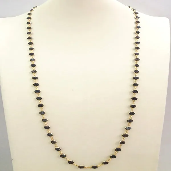 Black Agate Druzy Geode Jeweled Necklace