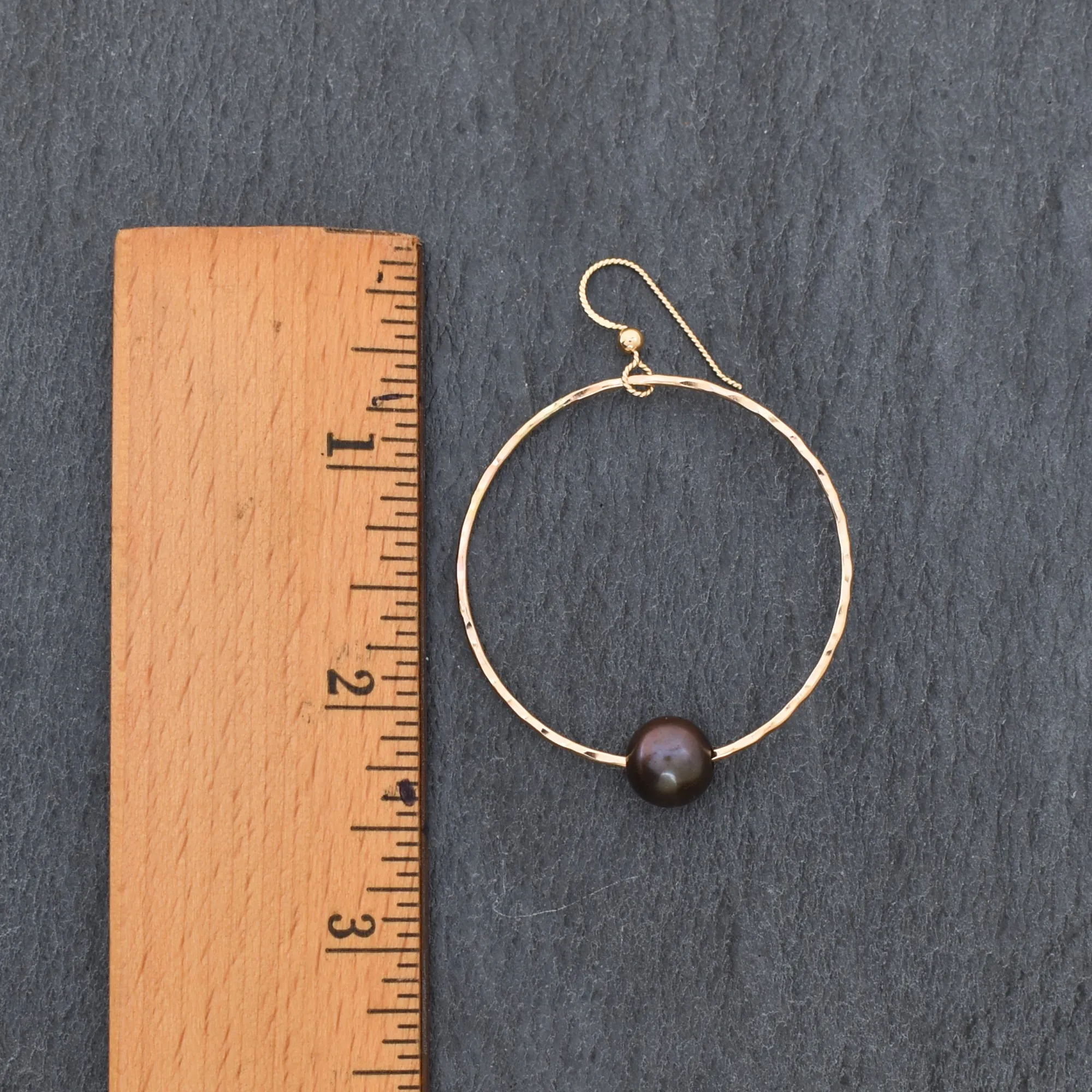 Black Pearl Hoop Earrings - Large