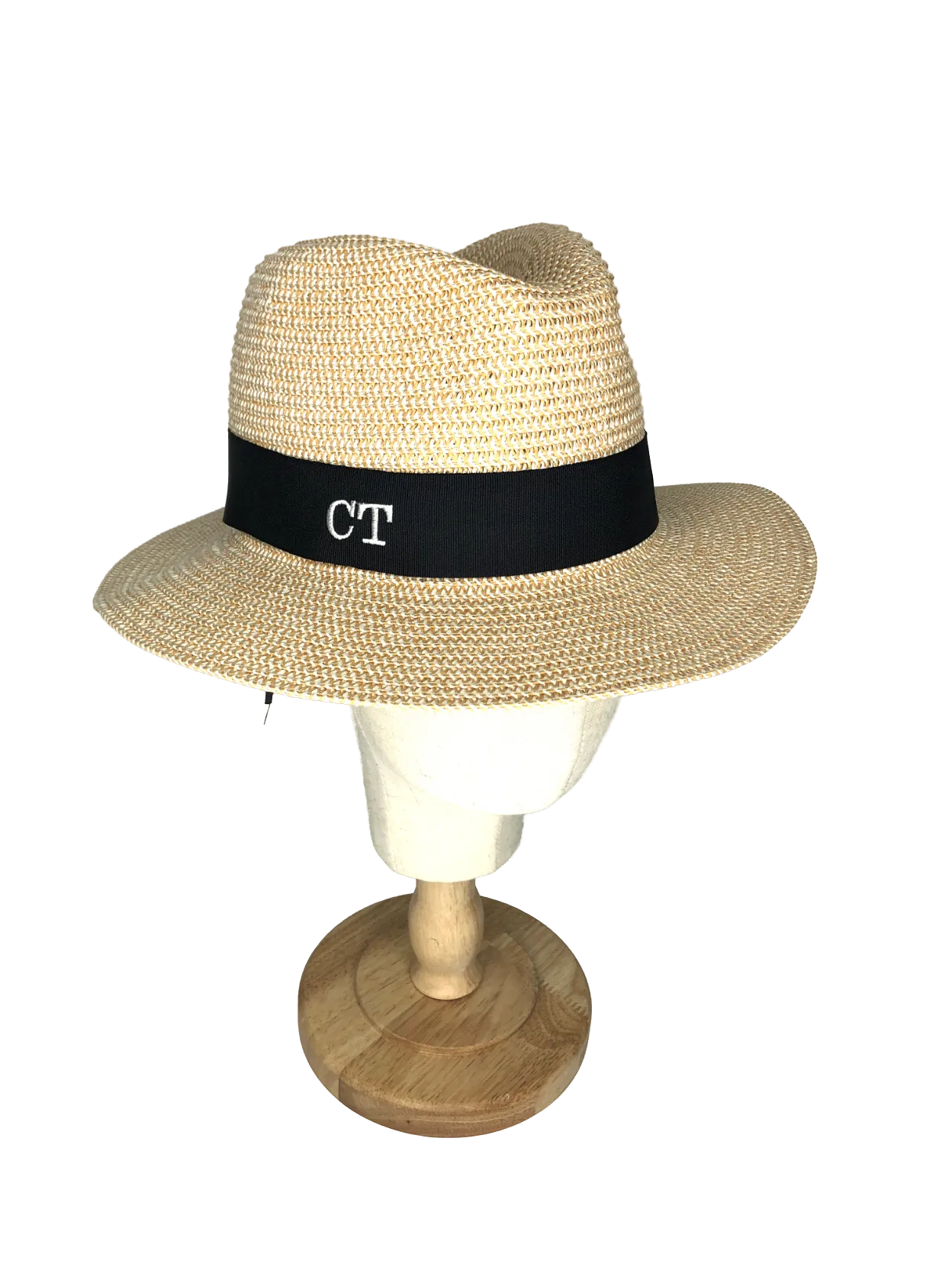 Brown Straw Fedora Hat With Ct Personalisation One Size