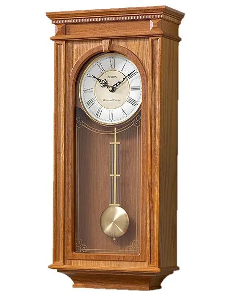 Bulova Manorcourt - Chiming Pendulum Wall Clock - Golden Oak Finish