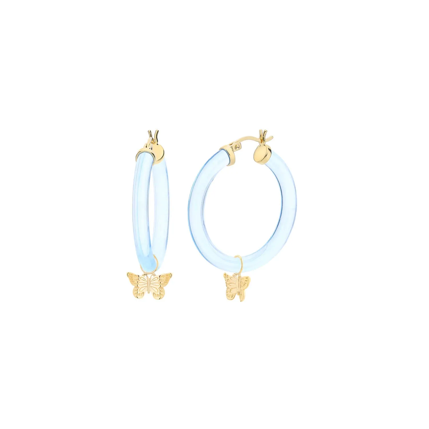 Butterfly Charm Lucite Hoop Earrings