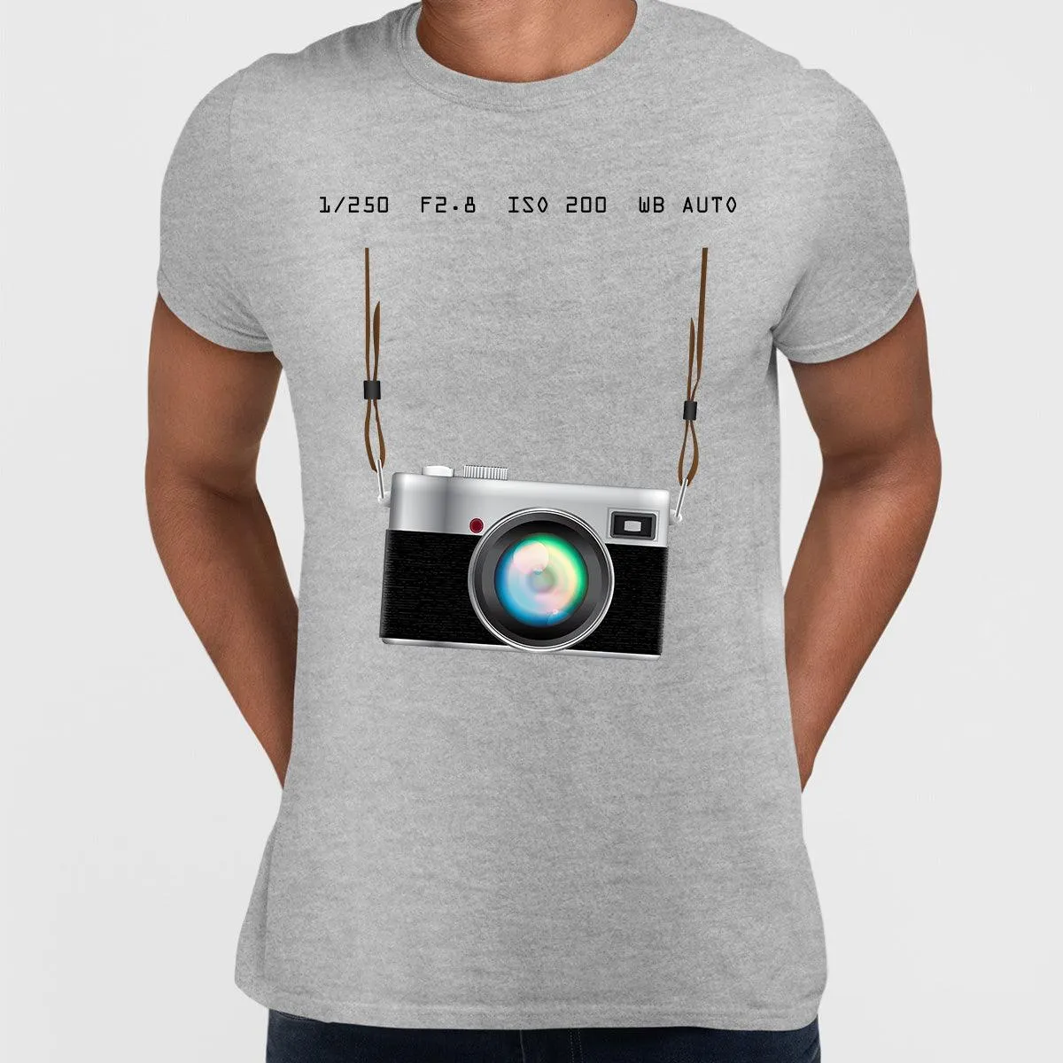 Camera T-Shirt Old Fashion Nostalgia Photographer White and Grey Tee