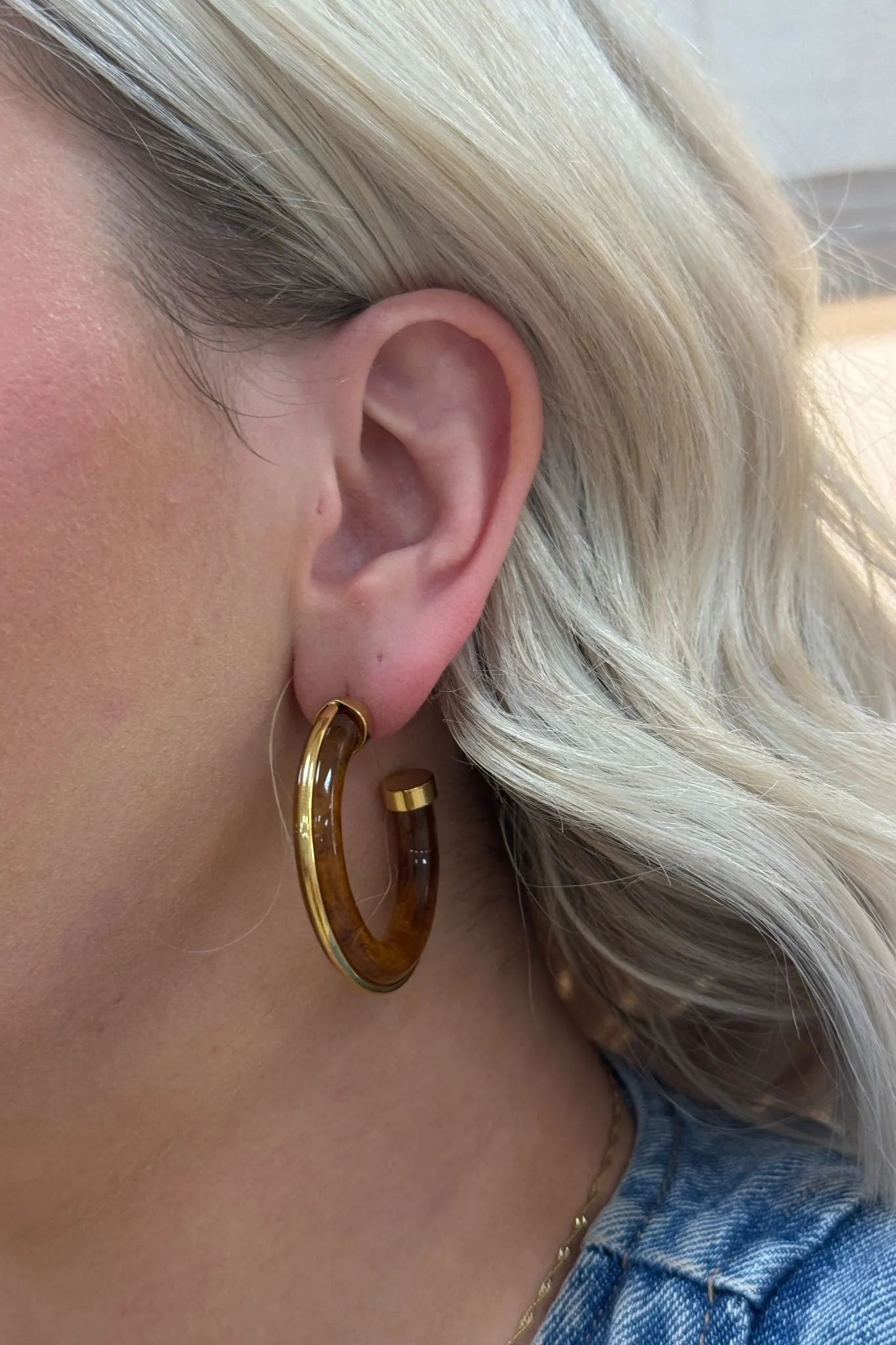 Cameron Amber Insert Earrings In Gold