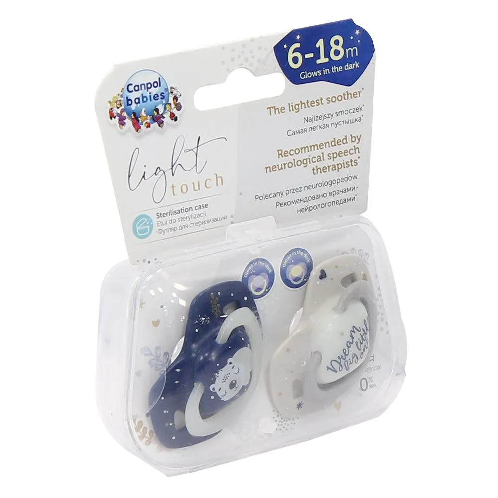 Canpol babies Light Touch Glow In The Dark The Lightest Soother, 2 pcs (6-18M)