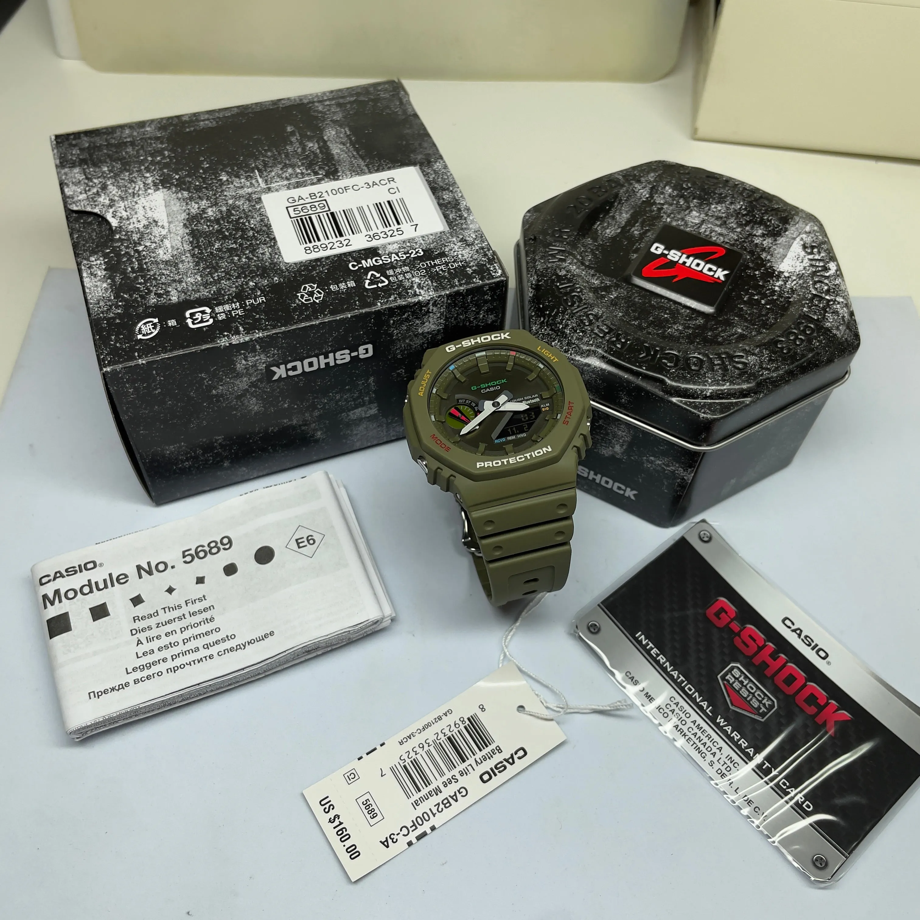 Casio G-Shock Green Multi-Color Solar Bluetooth 2100 CasiOak GAB2100FC-3A Watch