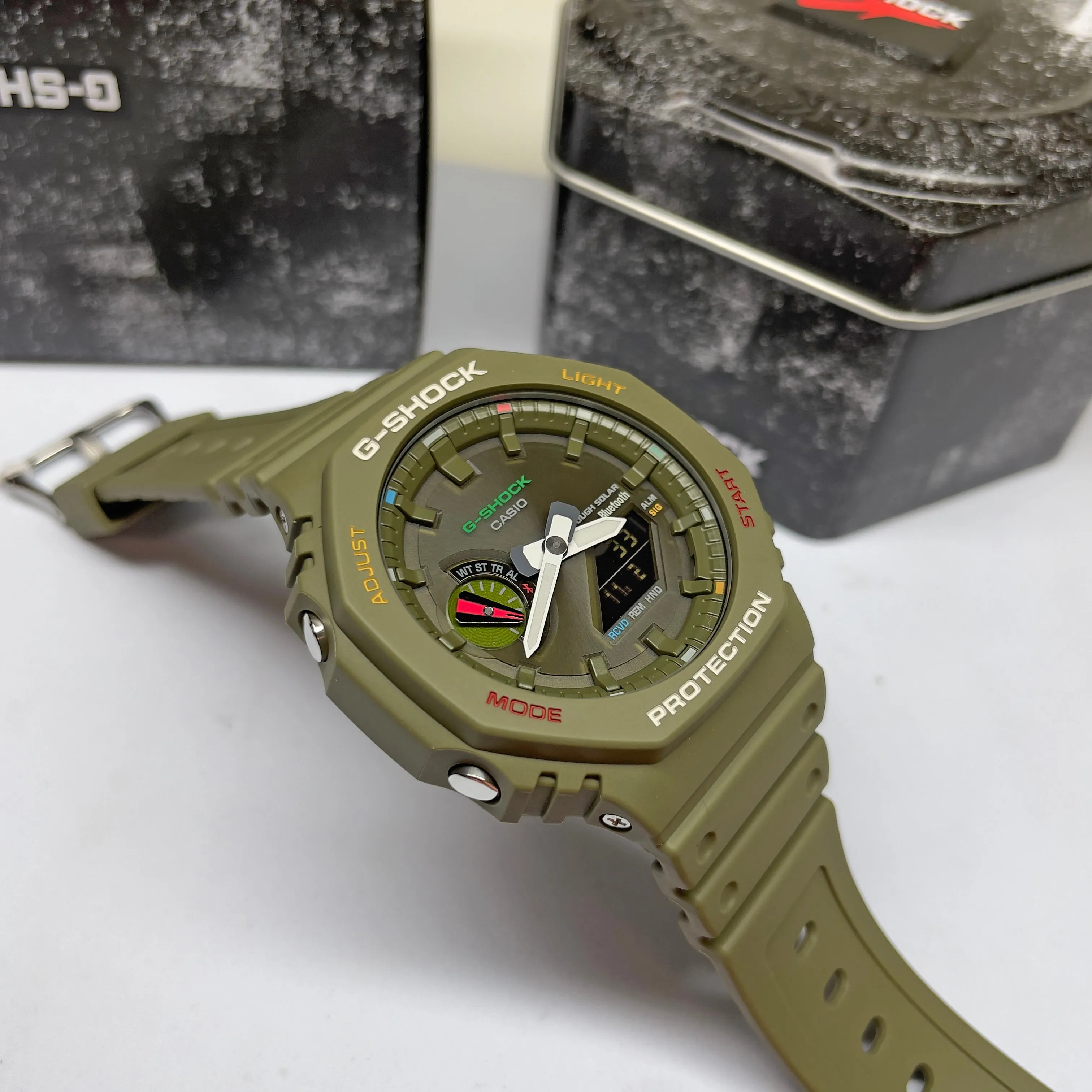 Casio G-Shock Green Multi-Color Solar Bluetooth 2100 CasiOak GAB2100FC-3A Watch