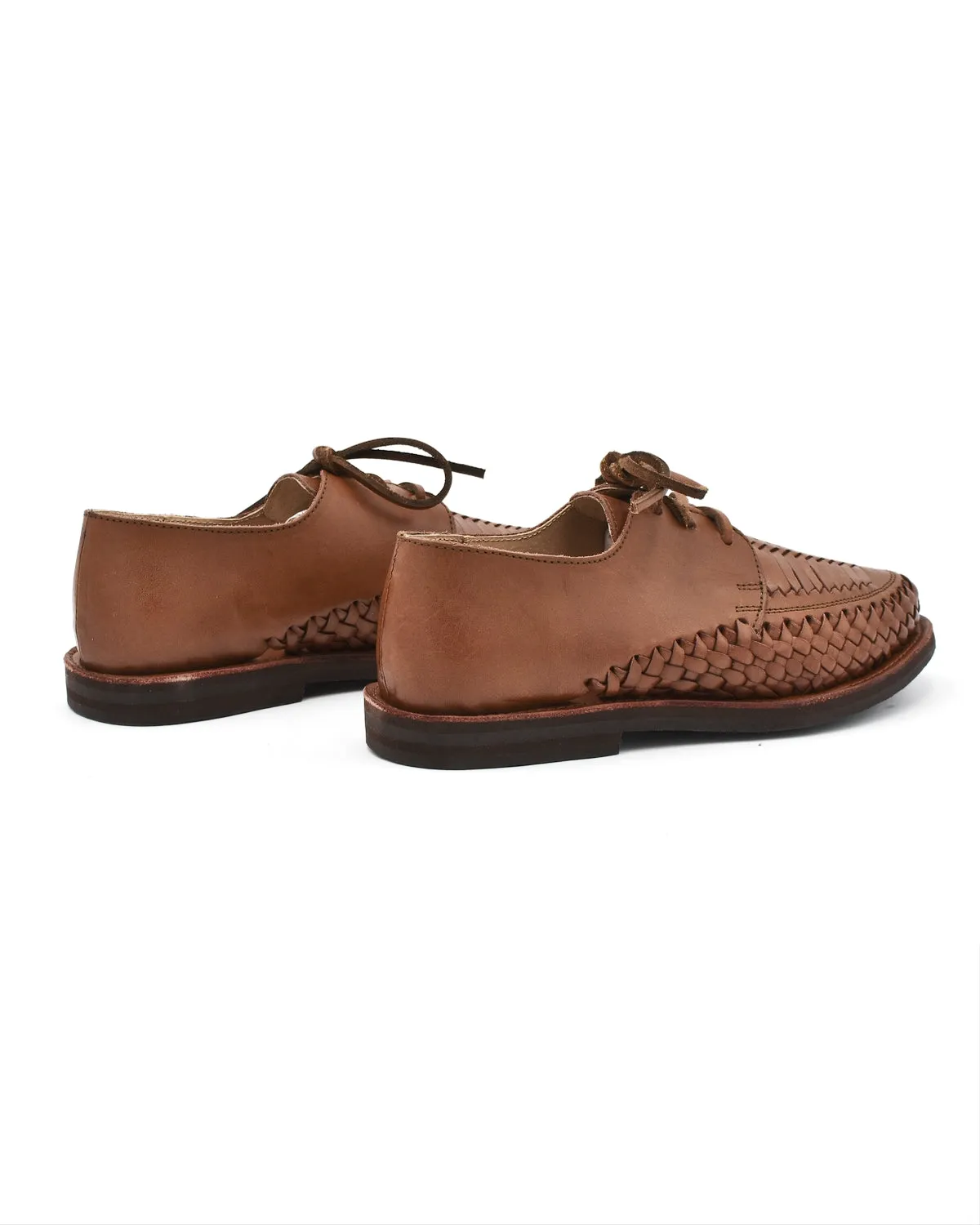 Chamula Veracruz Brown Lace Up Woven Shoe