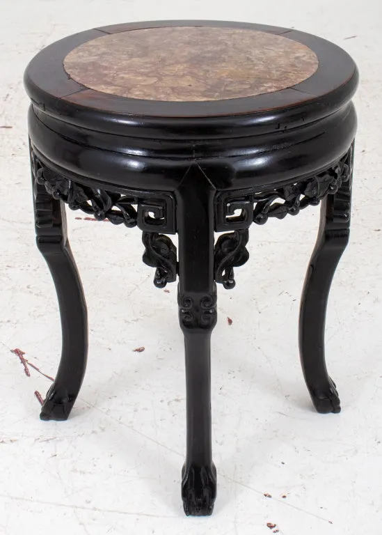 Chinese Art Deco Mahogany End Table / Plant Stand