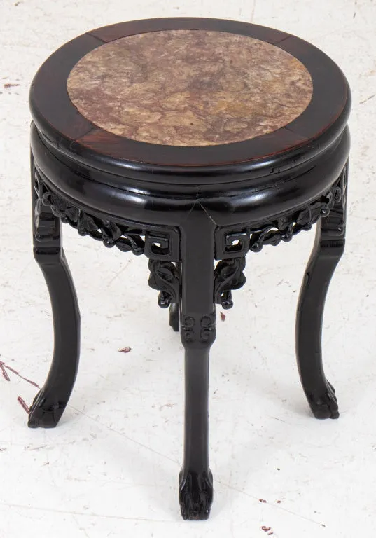 Chinese Art Deco Mahogany End Table / Plant Stand