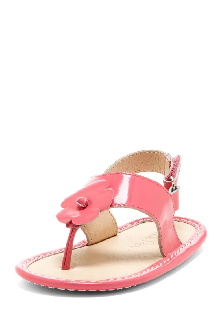 Coral Hibiscus Applique Sandals