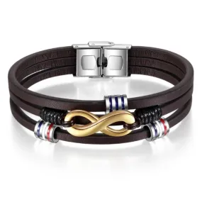 Customized 3-Layers Brown Leather Bracelets