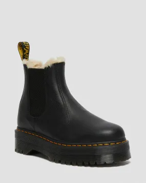 Dr Martens - 2676 Quad Faux Fur Platform Chelsea Boots Black Pisa 25635001