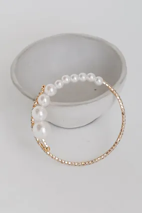 Emilee Gold Rhinestone   Pearl Bracelet