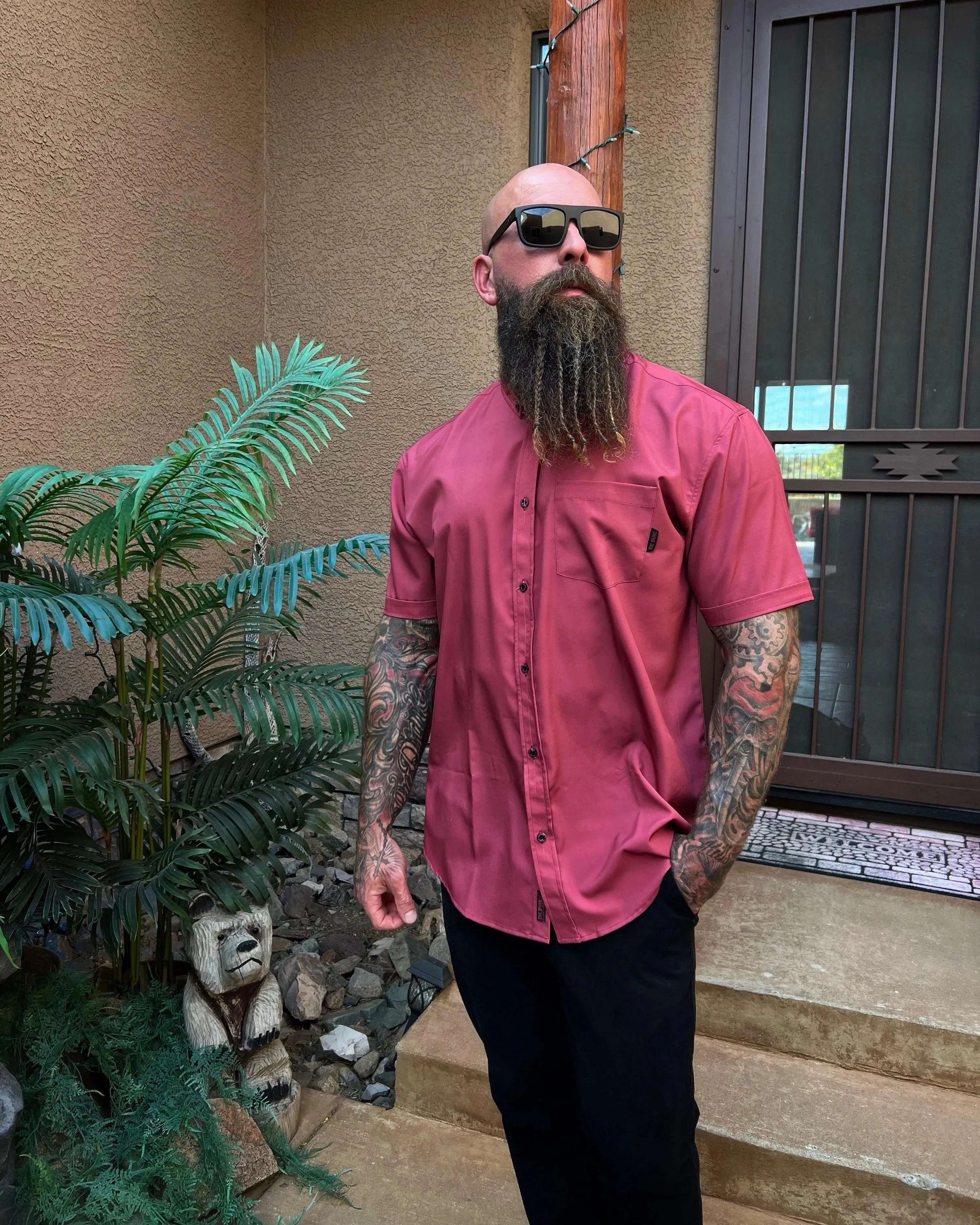 ESSENTIAL ROSE WARRIOR BUTTON UP