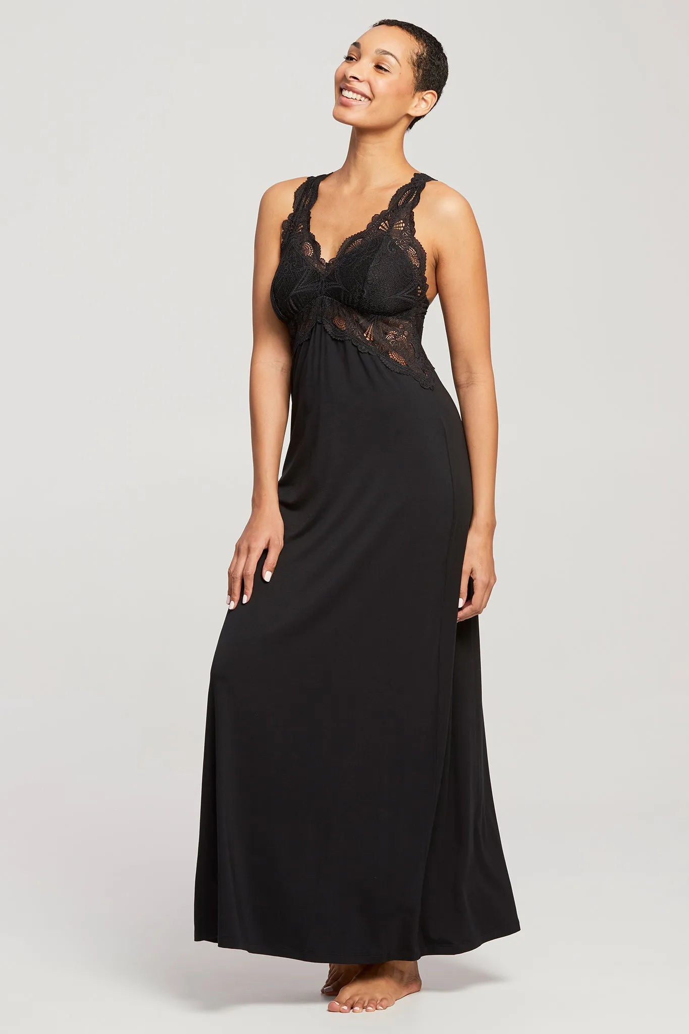 Fleurt Long Gown - Black