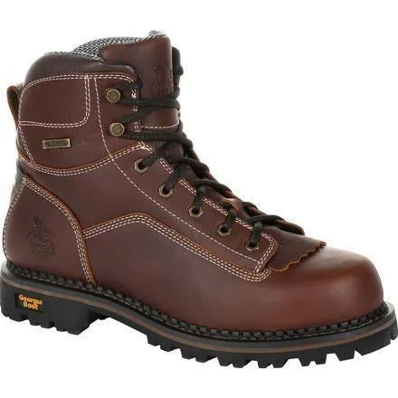 Georgia Men's Amp LT Low-Heel Logger 6" WP Work Boot - Brown - GB00270