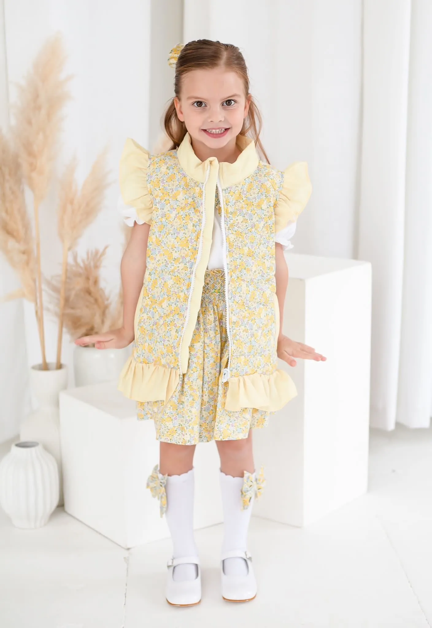 Girls Lemon Ditsy Gilet