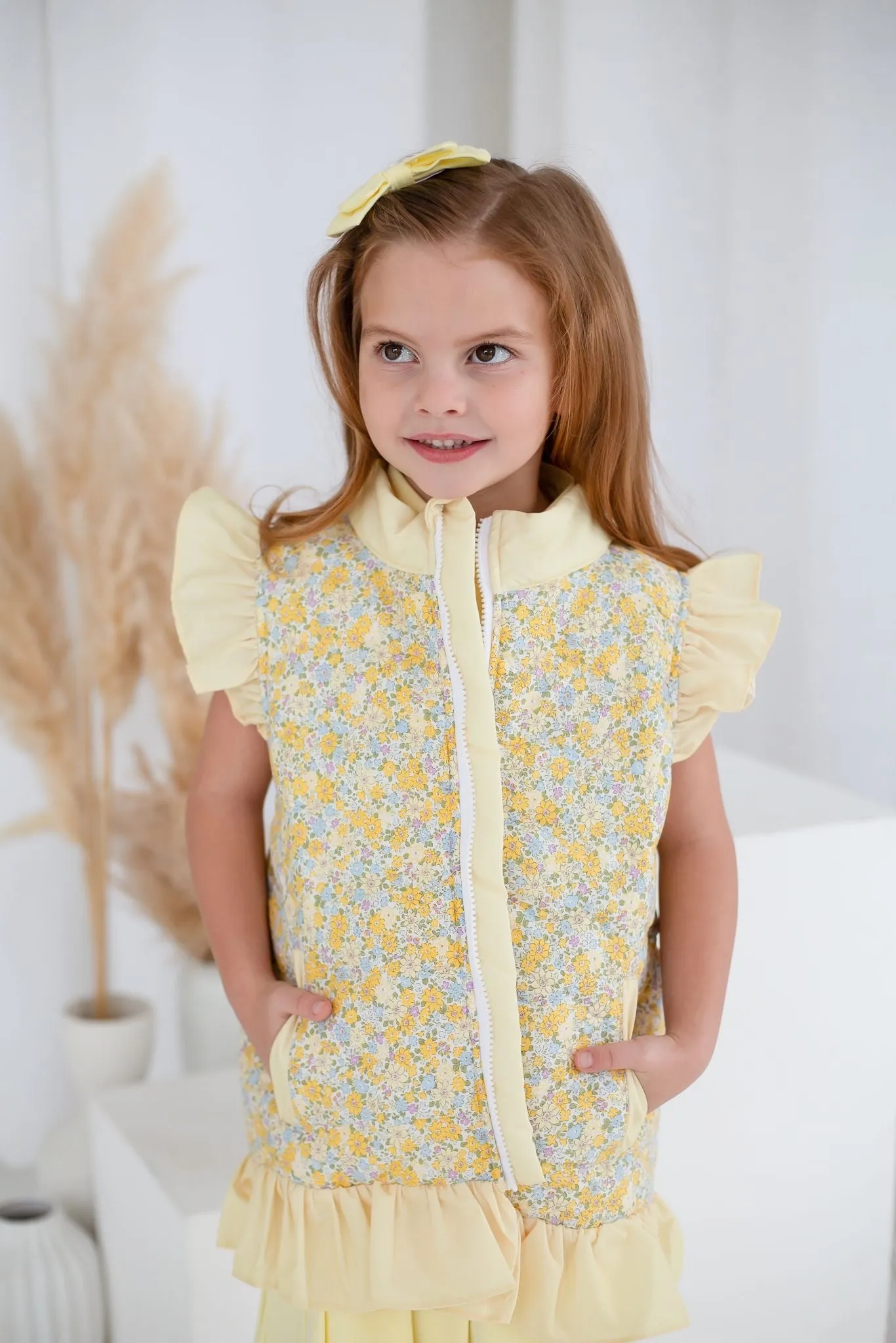 Girls Lemon Ditsy Gilet