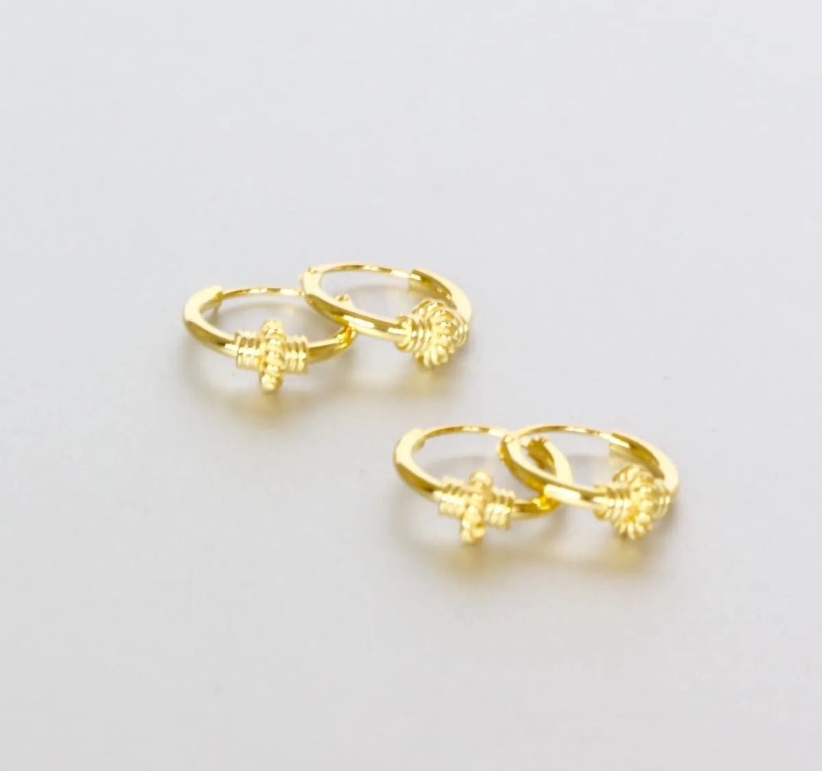 Gold Ear Hoops, Gold Plated Bali Hoops, Bridesmaids Gift, Piercing Ear Hoops, 12mm Simple Earrings, Minimal Earrings, Casual Hoops, (E57)