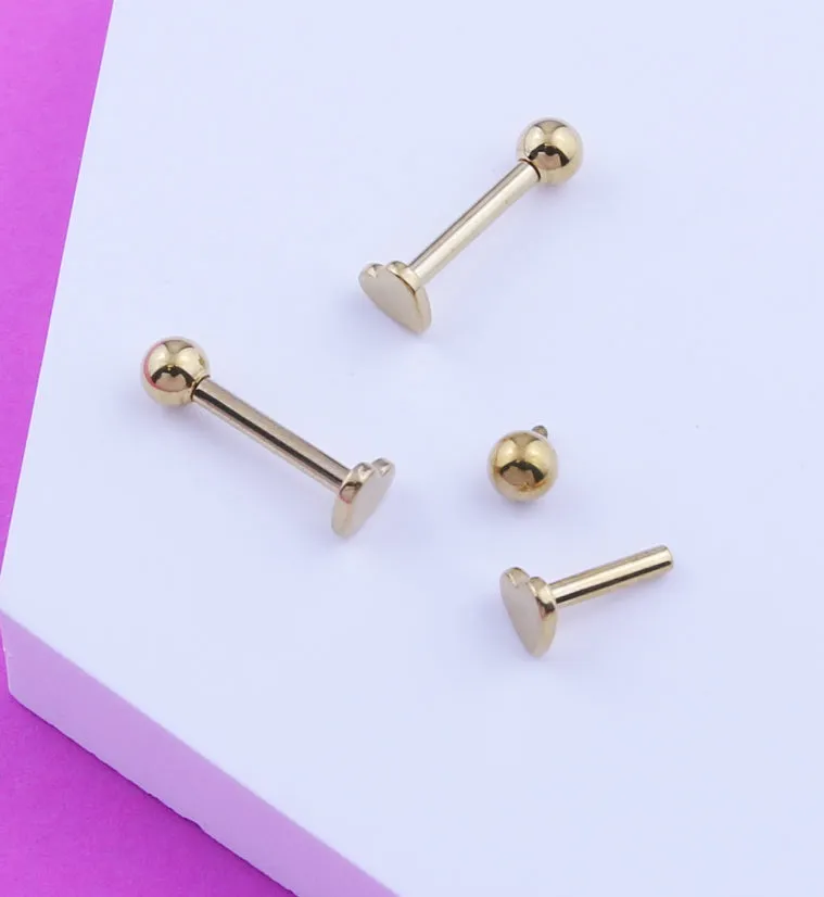 Gold PVD Ball Heart End Internally Threaded Titanium Labret