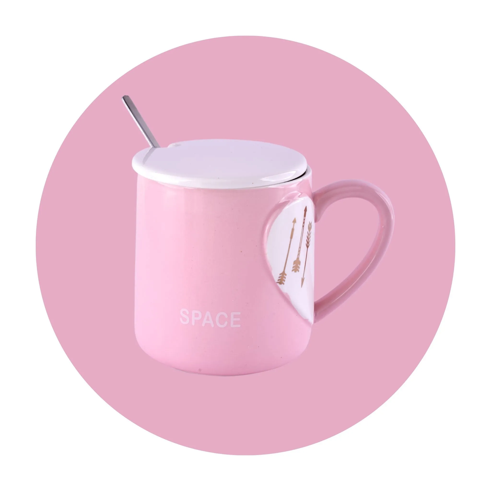 Hearts & Brews: Cute Mug with Lid & Spoon