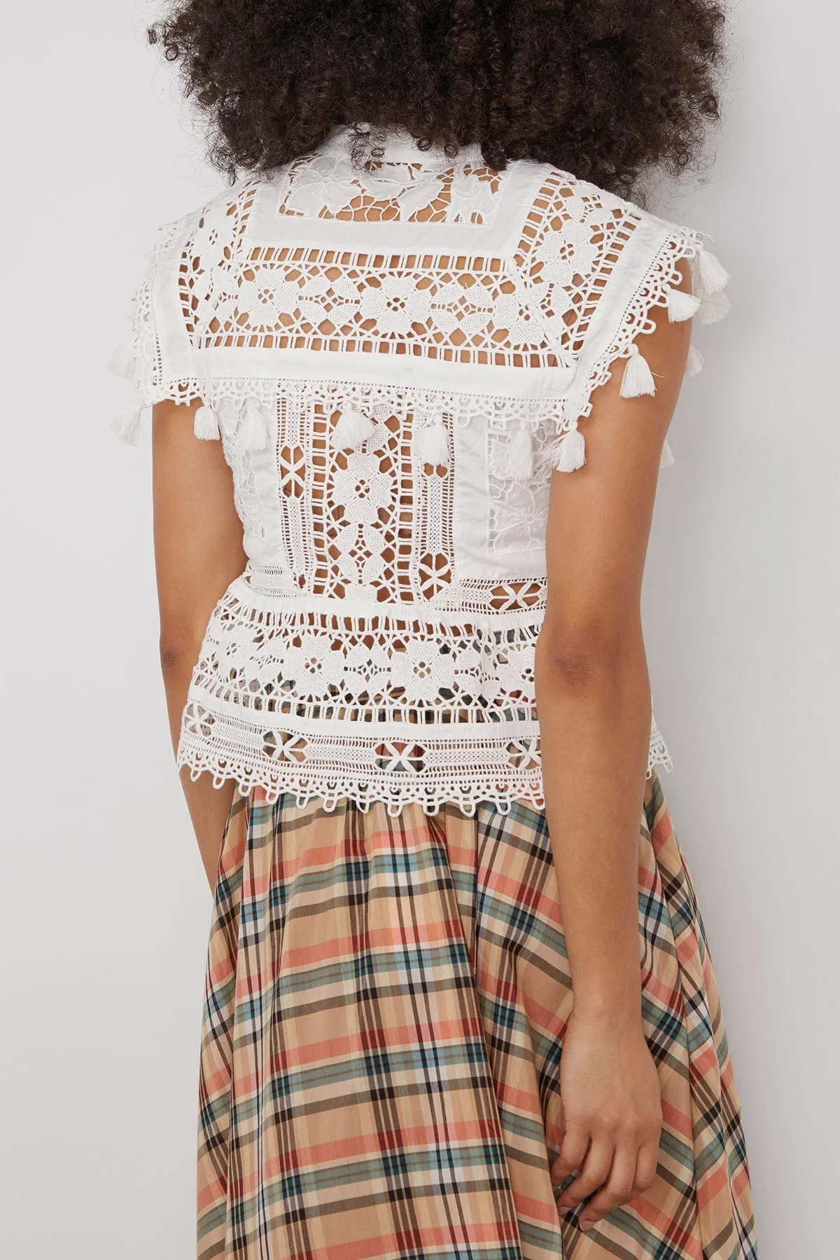 Joah Embroidery Tank Top in White