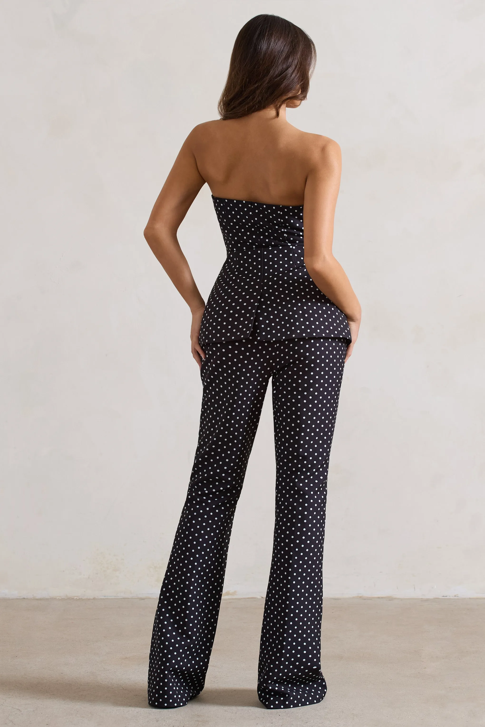 Kehlani | Black Polka Dot High Waist Wide Leg Trousers