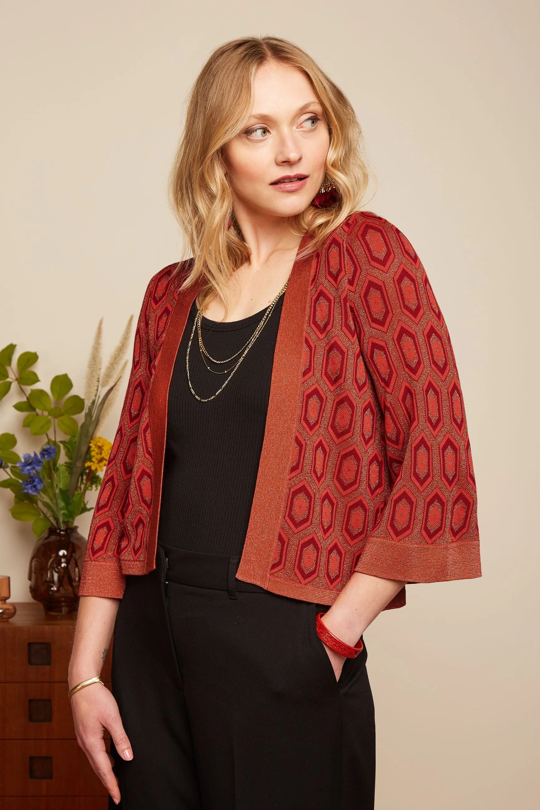 King Louie Tweed Orange Emily Cardigan