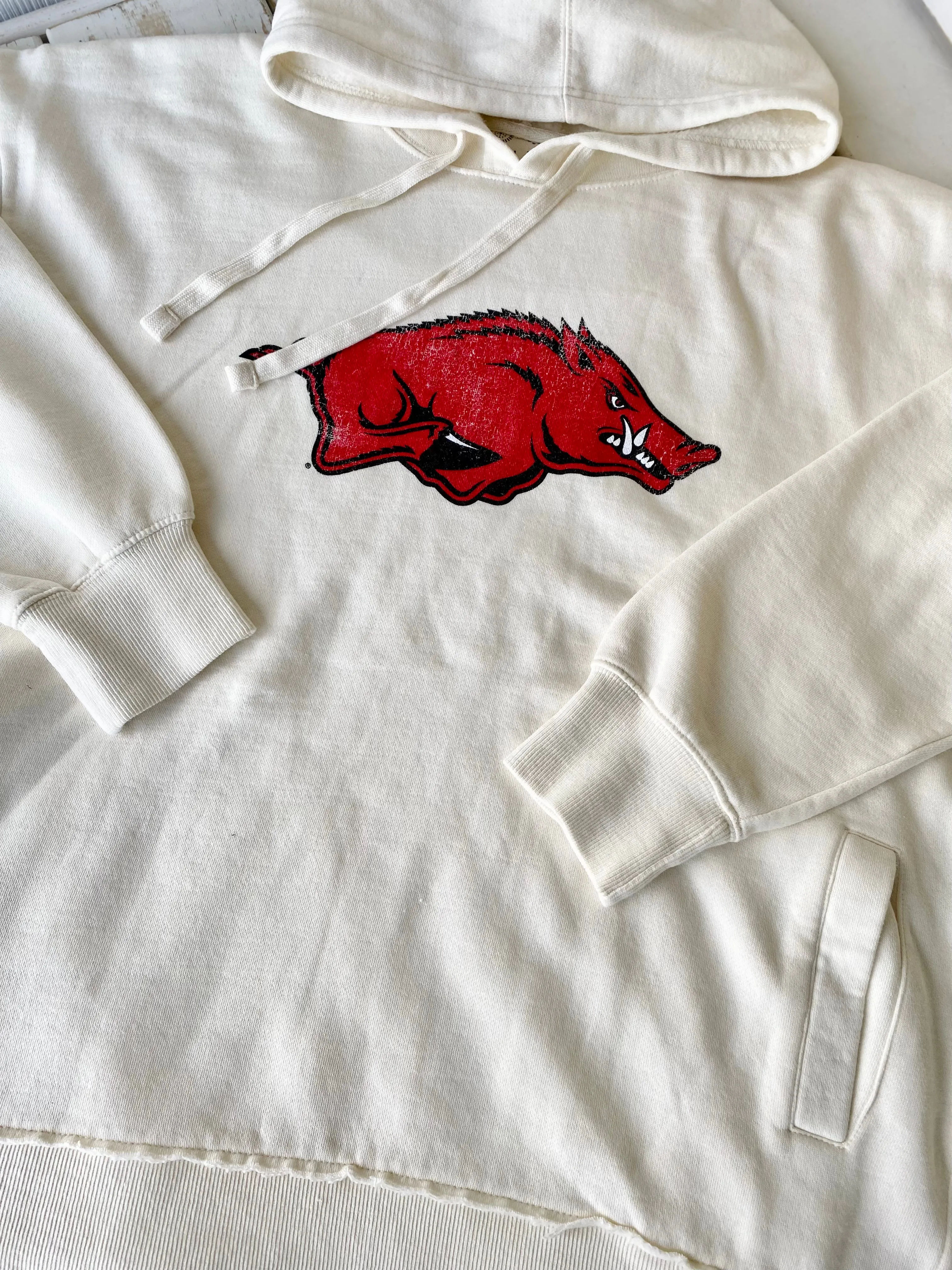 Let’s Go Hogs Distressed Logo Arkansas Razorback Hoodie