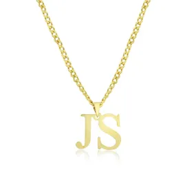 Men's Personalized Necklace Letter Pendant & Silver Cuban Chain