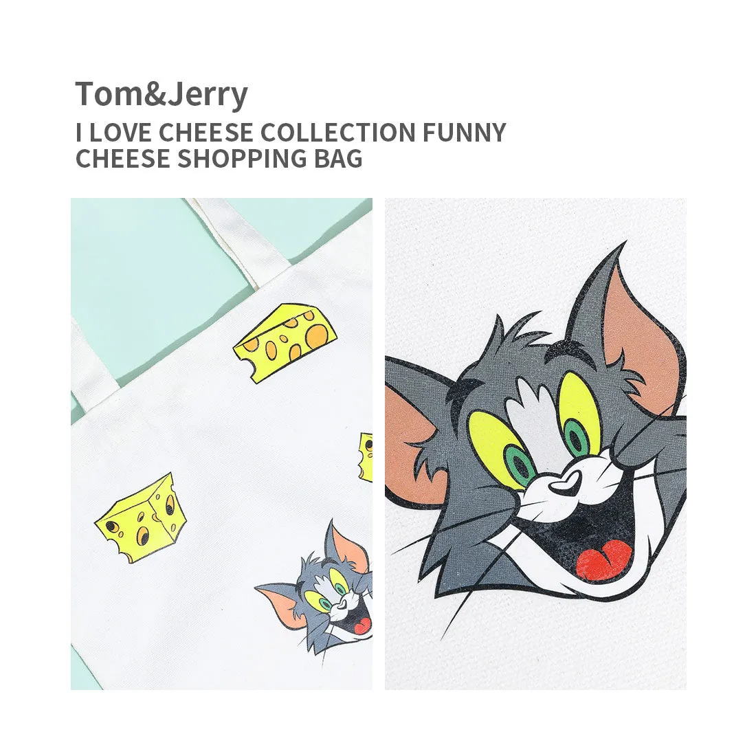 MINISO Tom&Jerry I Love Cheese Collection Funny Cheese Shopping Bag