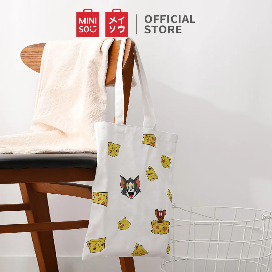 MINISO Tom&Jerry I Love Cheese Collection Funny Cheese Shopping Bag