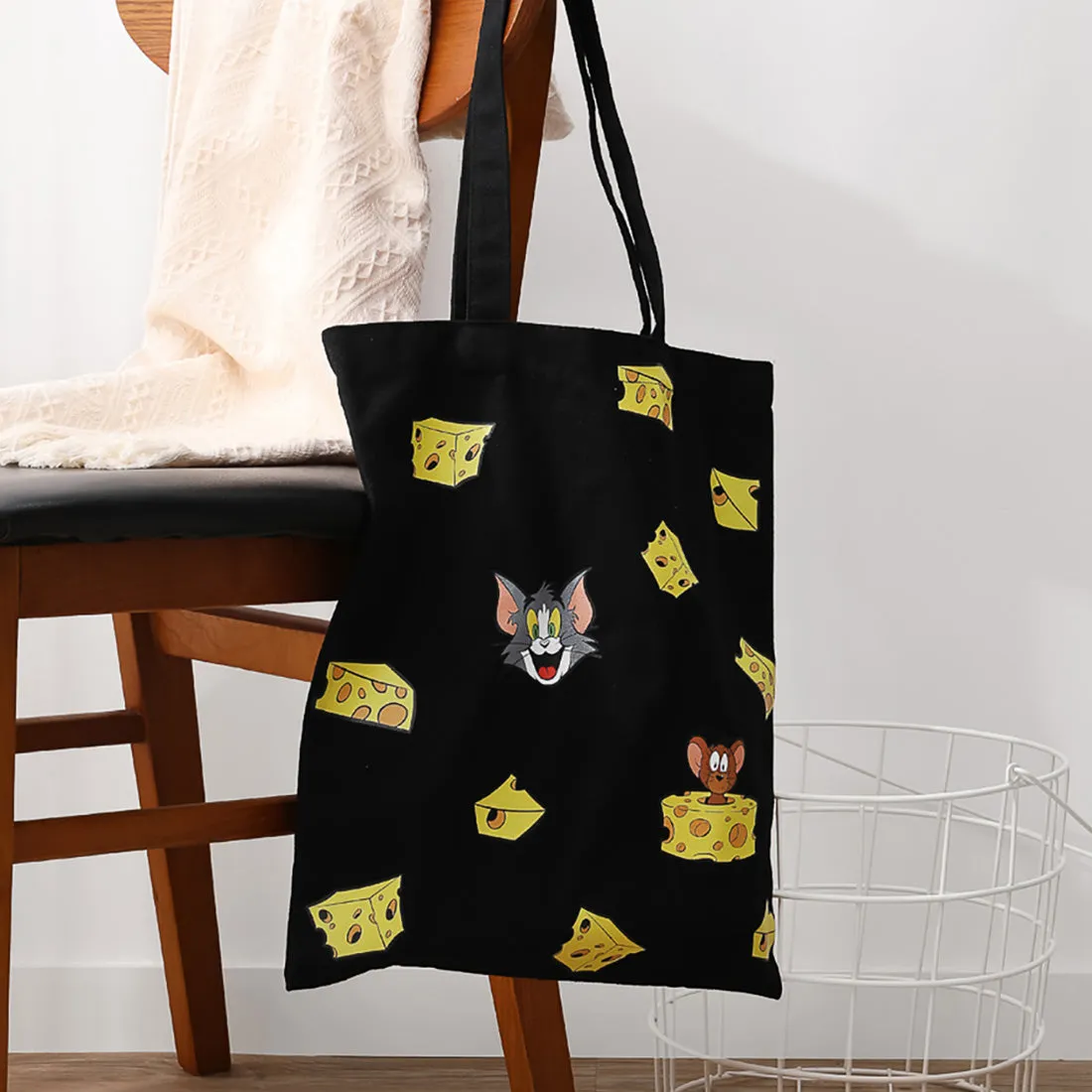 MINISO Tom&Jerry I Love Cheese Collection Funny Cheese Shopping Bag