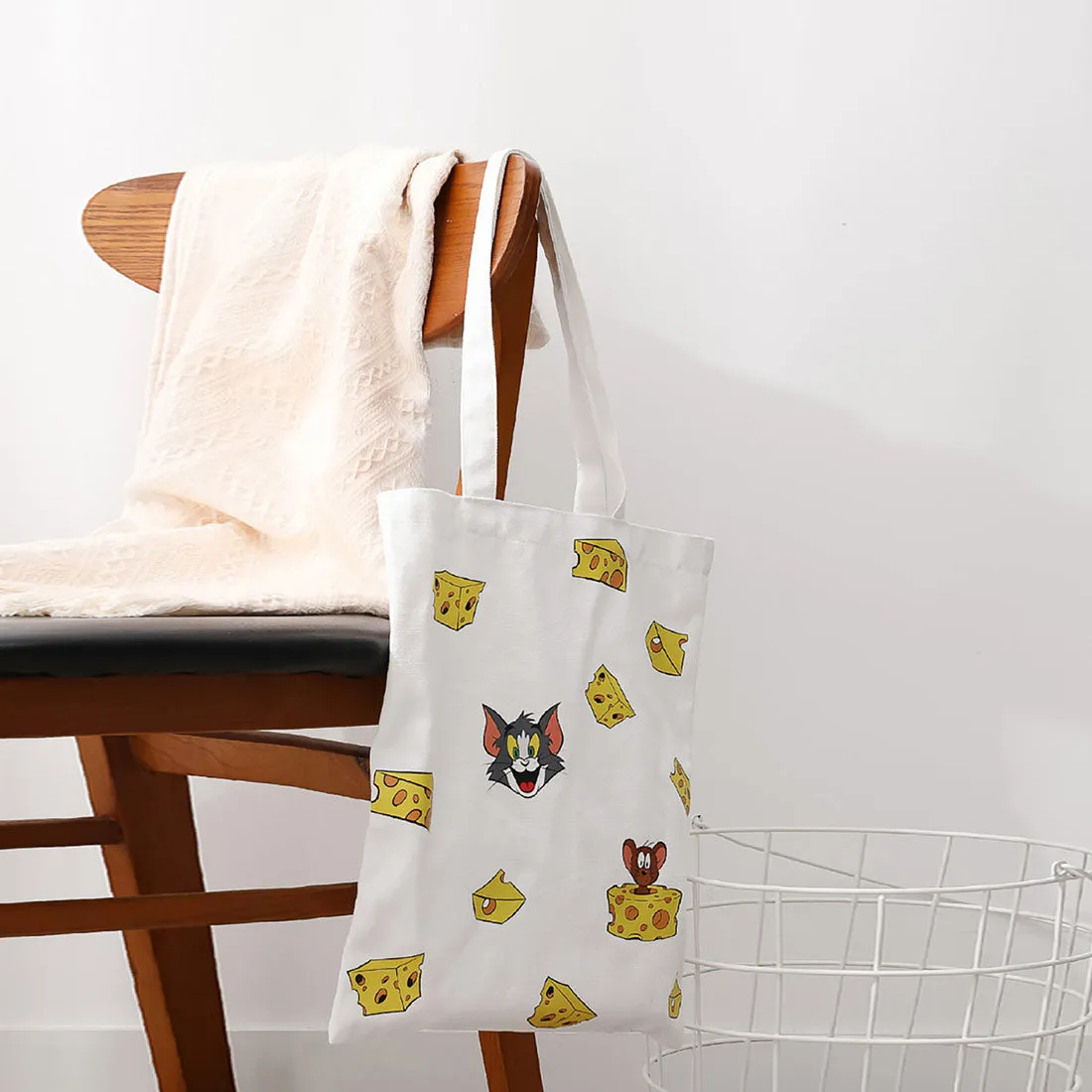 MINISO Tom&Jerry I Love Cheese Collection Funny Cheese Shopping Bag