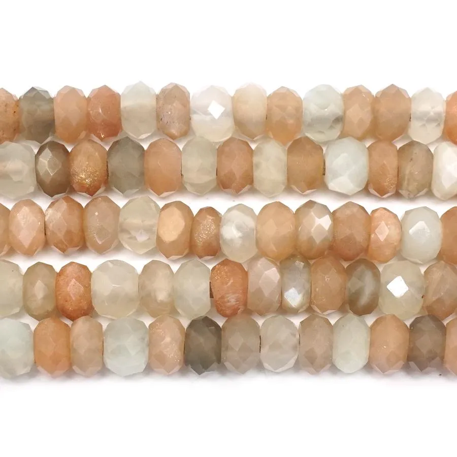 Mixed Moonstone 8mm Faceted Rondelle Large Hole (2-2.5mm) 8-Inch