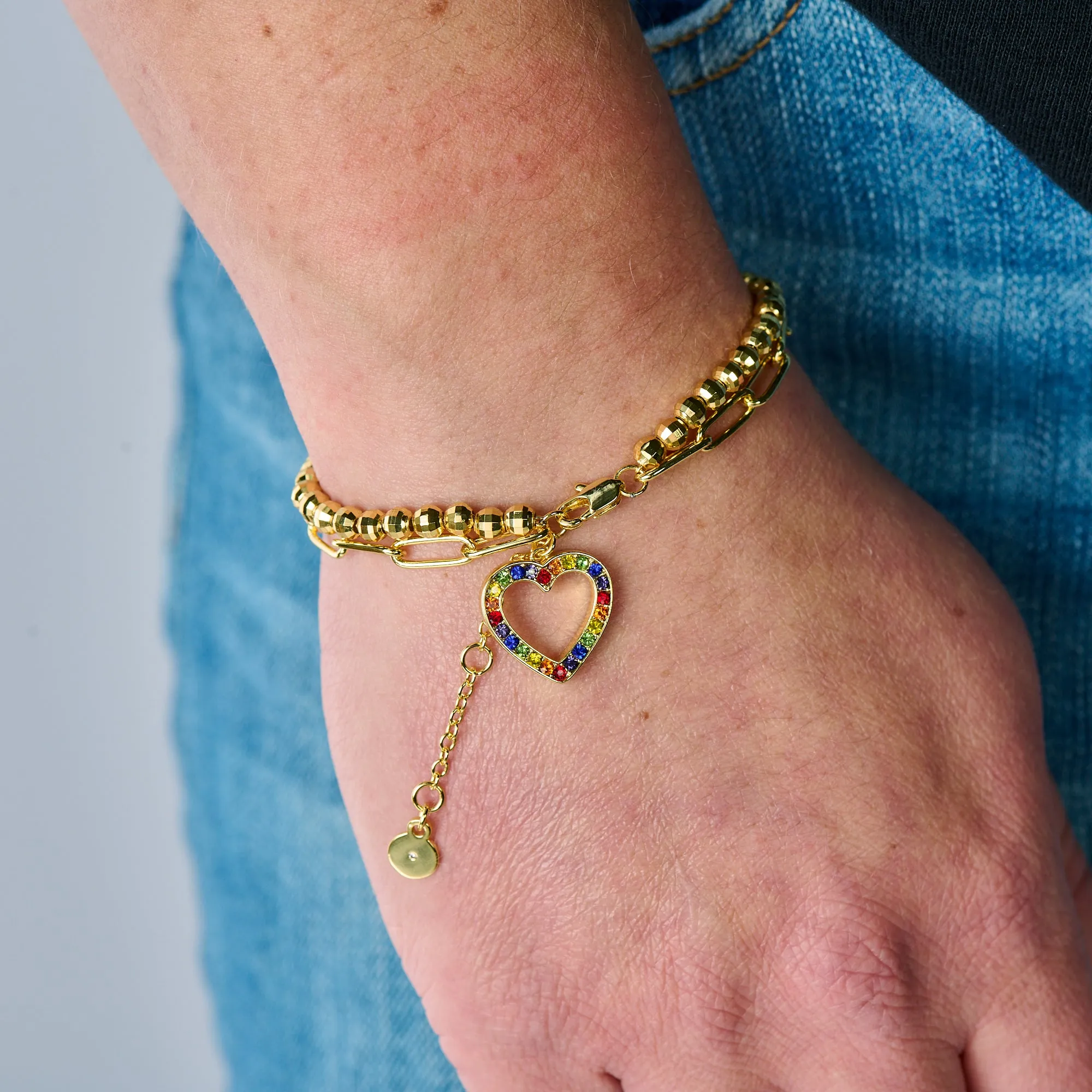 Multicolor Heart Double Layer Adjustable Bracelet