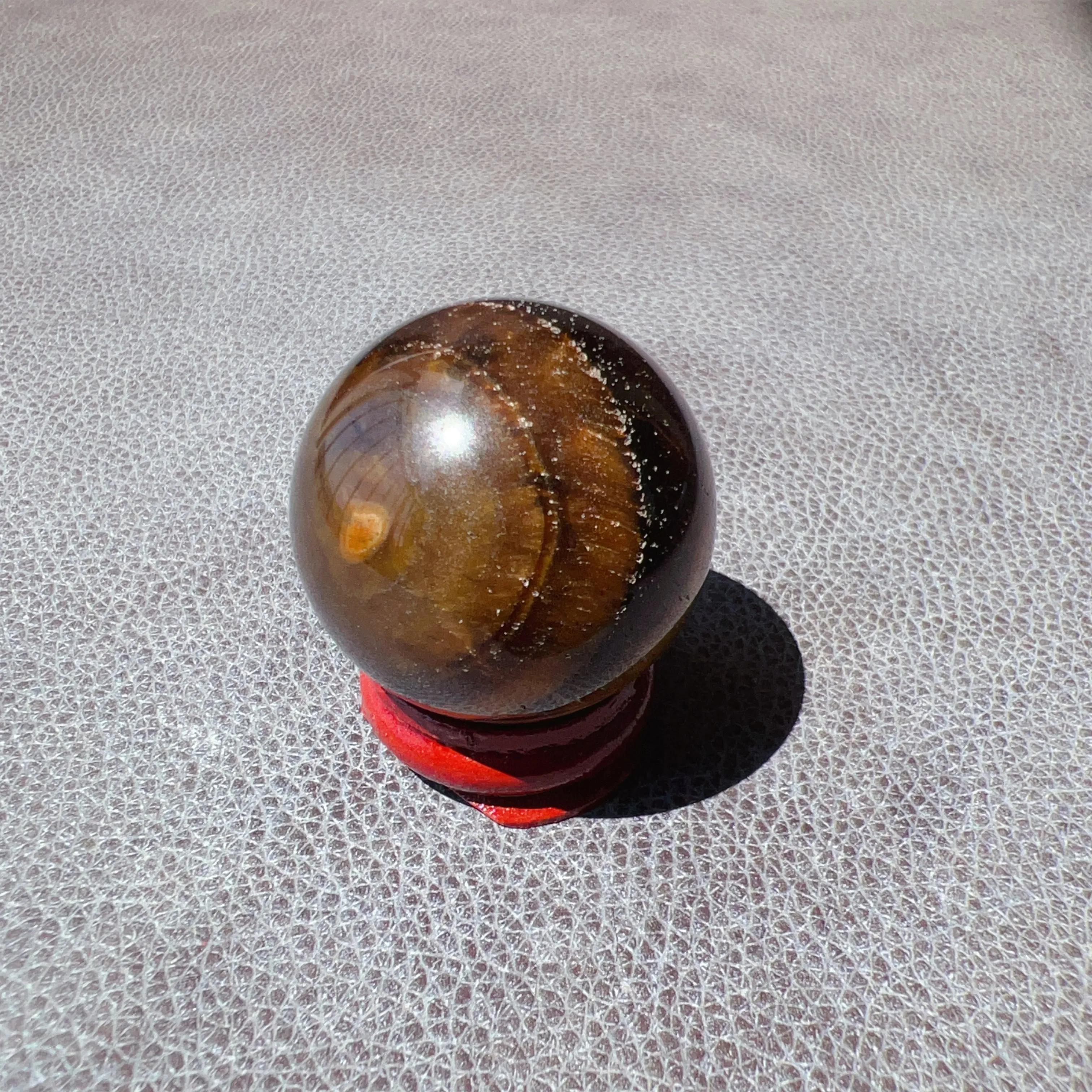 Natural Brown Tiger Eye Stone Sphere 37.3mm | Healing Stone Decor Holiday Gifts