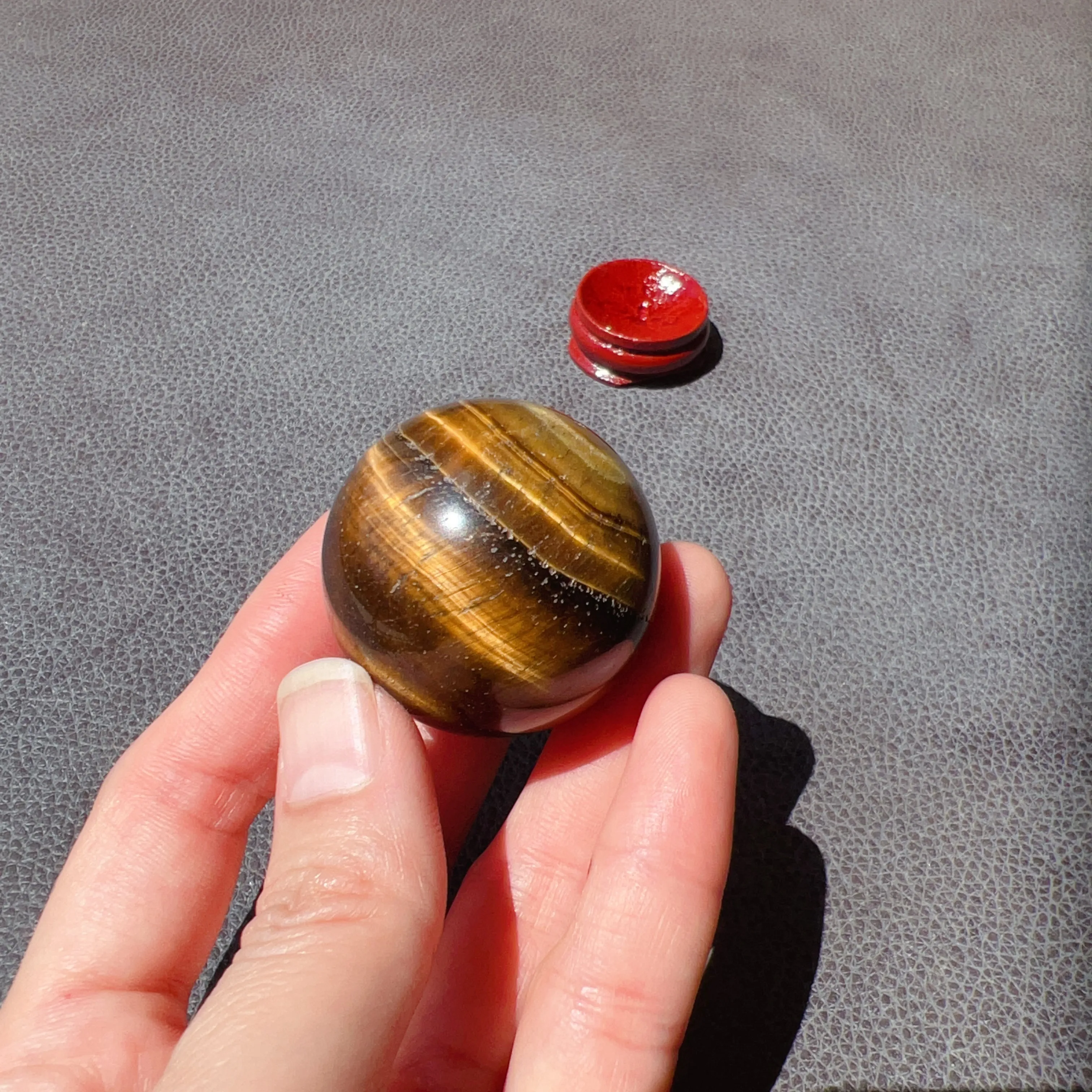 Natural Brown Tiger Eye Stone Sphere 37.3mm | Healing Stone Decor Holiday Gifts